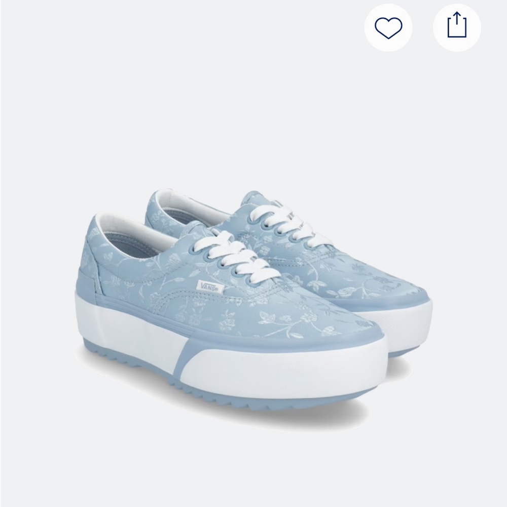 Vans Satin Baby Blue and White Platform Sneakers
